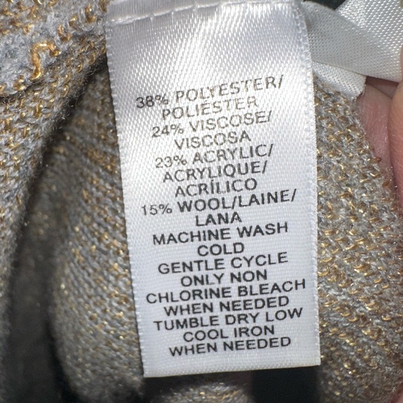 Ann Taylor Loft Gray Knit Pullover Sweater with Gold Foil Polka Dots ~ Medium - Picture 5 of 8